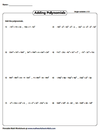 practice adding and subtracting polynomials worksheet