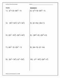 Adding and Subtracting Polynomials Worksheet (pdf) with Key