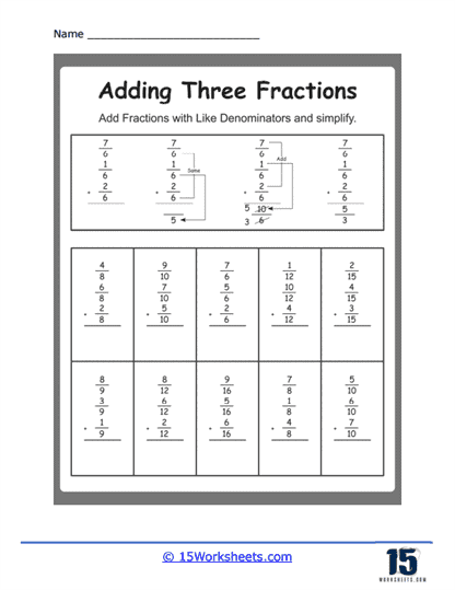 Adding 3 Fractions Worksheets - 15 Worksheets Library