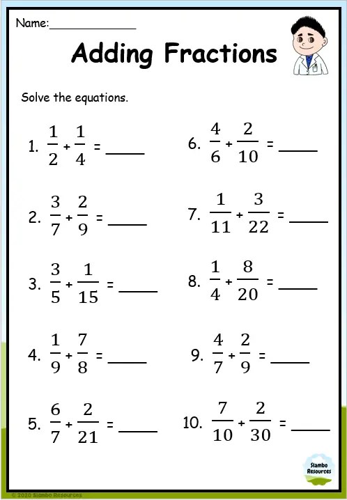Grade 6 Fraction Worksheets | Free Printables | Math Worksheets