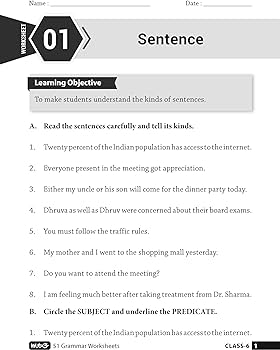 MTG 51 English Grammar Worksheets Class 6 - Grammar Work books to ...