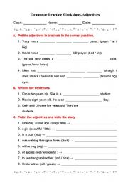 Grammar Practice Worksheet-Adjectives - ESL worksheet by ctp168