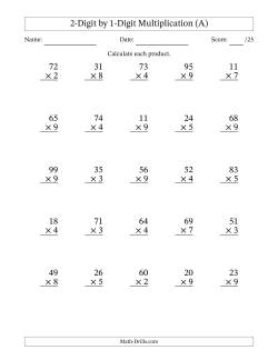 Long Multiplication Worksheets