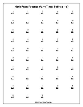Math Facts Practice -FREEBIE- Multiplication Times Tables 1-12 ...