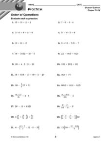 practice order of operations worksheet