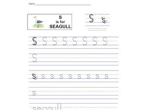 Printing Practice Letter S Worksheet for Kindergarten - 1st Grade ...