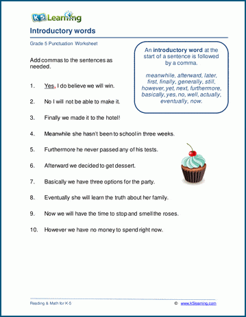 Grade 5 Punctuation Worksheets | Worsheets library