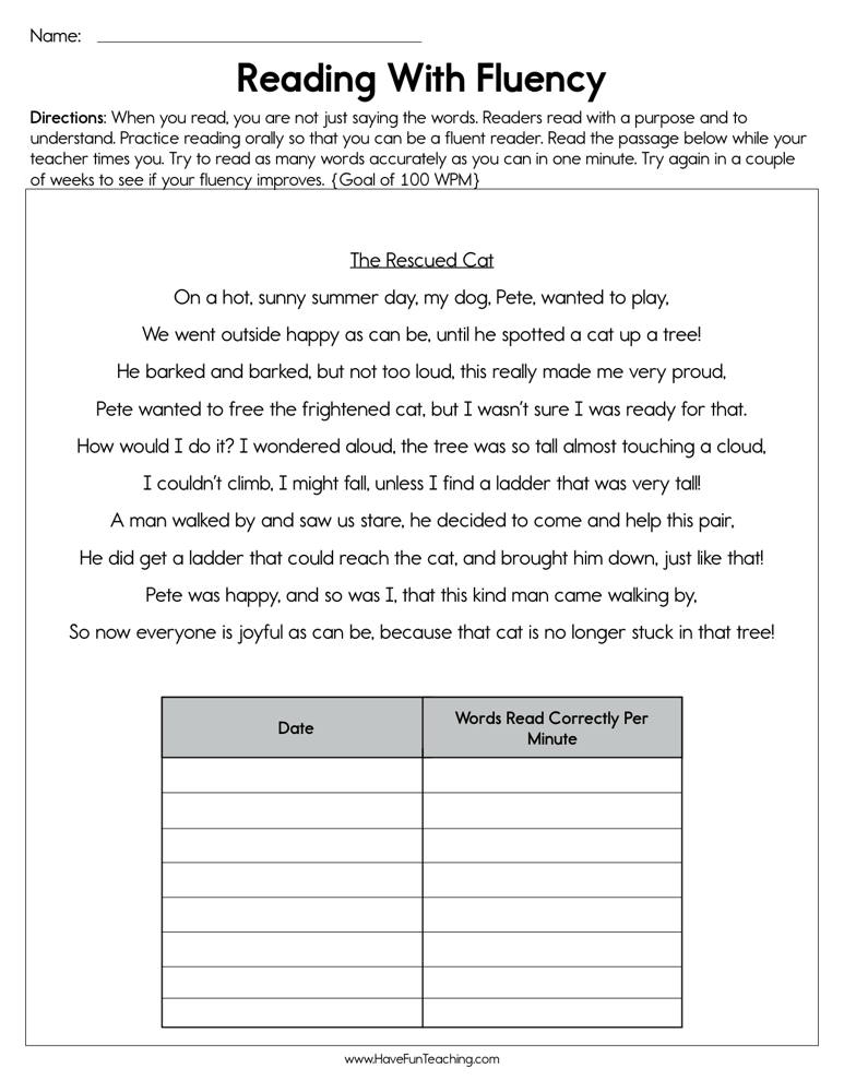 practice reading worksheet