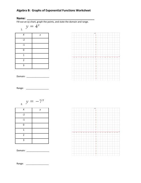 Algebra B: Graphs of Exponential Functions Worksheet ... - Bssd.net