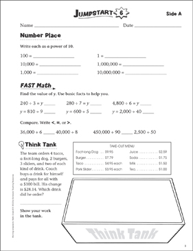 Independent Practice: Grade 6 Math Jumpstart 6 | Printable Skills ...