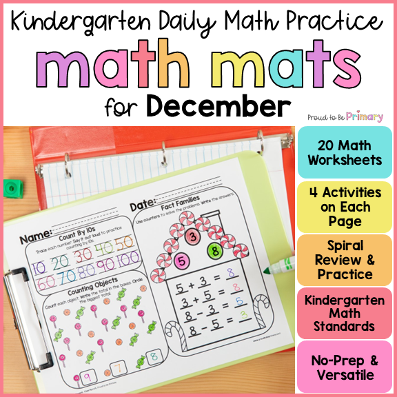 December Math Spiral Review Worksheets for Kindergarten Worksheets