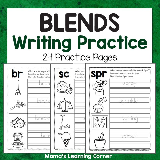 Blends Writing Practice Worksheets - Mamas Learning Corner