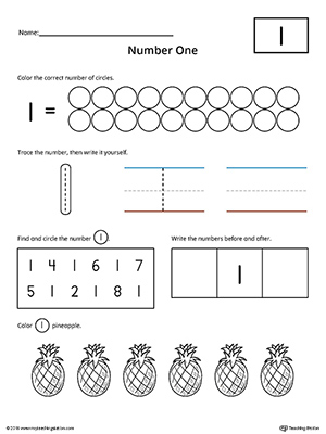 Number 1 Practice Worksheet | MyTeachingStation.com