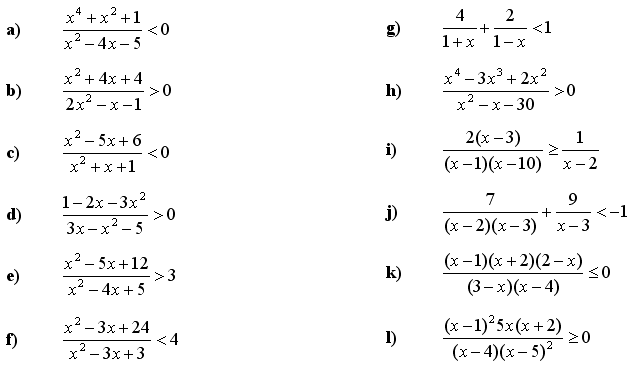 Math Exercises &  Math Problems: Quadratic Equations and Inequalities