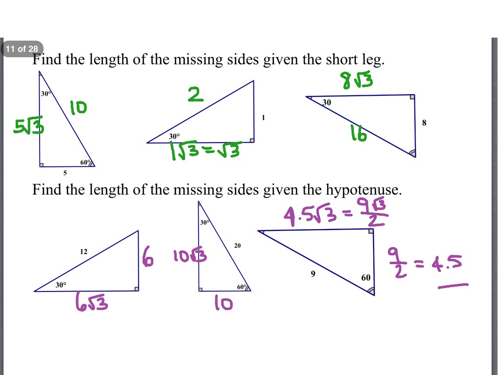 Topic - Special Right Triangles | ShowMe Online Learning