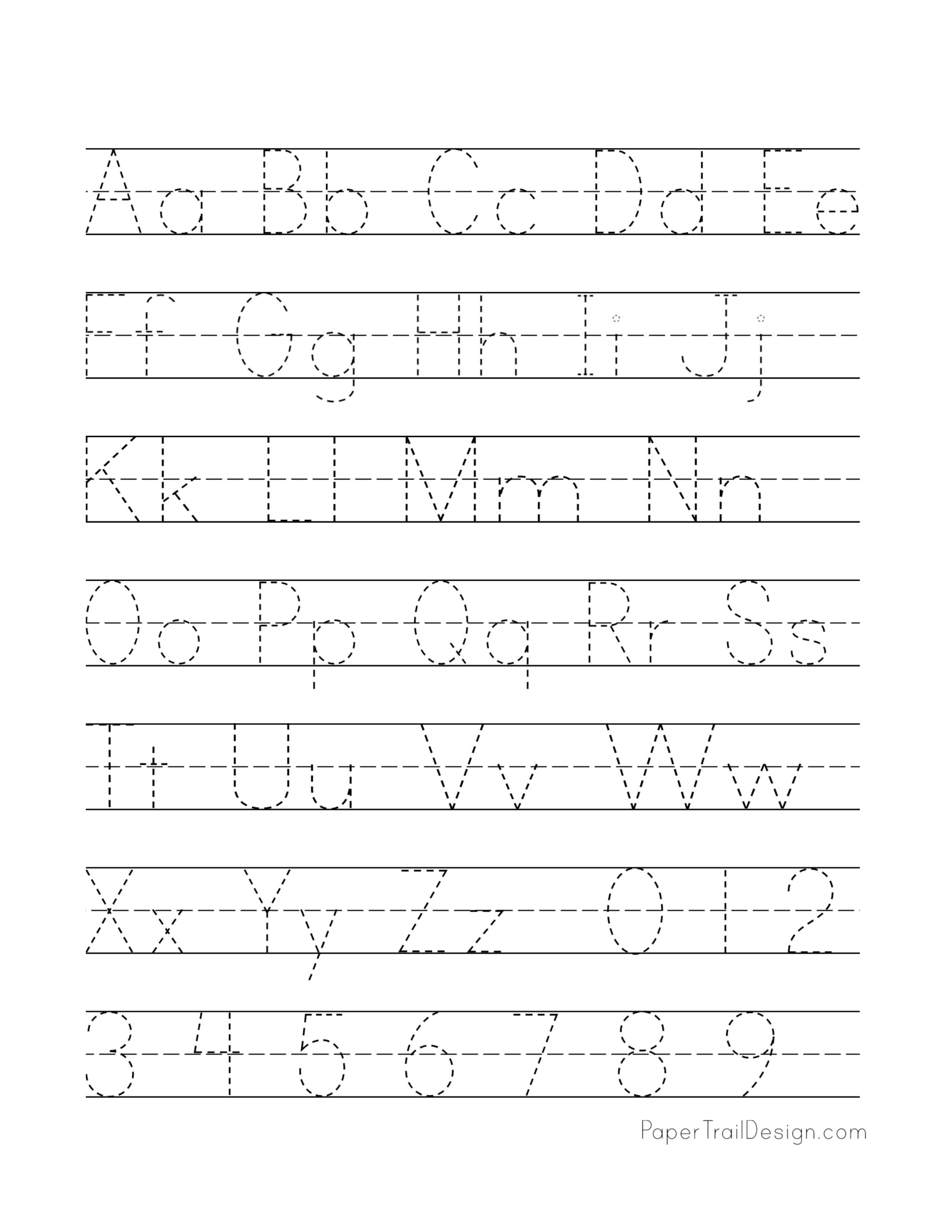 Free Printable Alphabet Handwriting Practice Sheets - Paper Trail ...