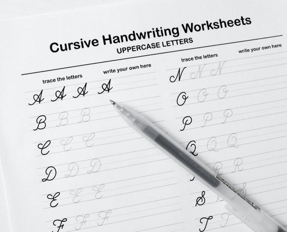 Printable Cursive Worksheets9 Pages letters and Words for Middle ...