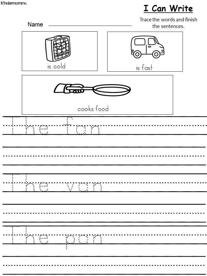 practice writing worksheet for kindergarten