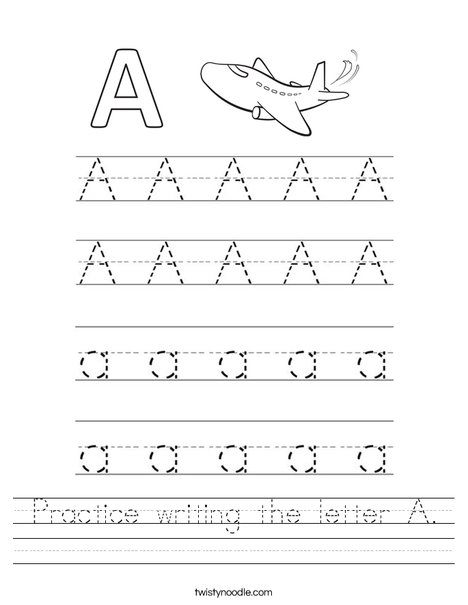 Practice writing the letter A Worksheet - Twisty Noodle