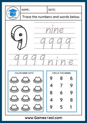 Free Number Tracing Worksheets | Games4esl