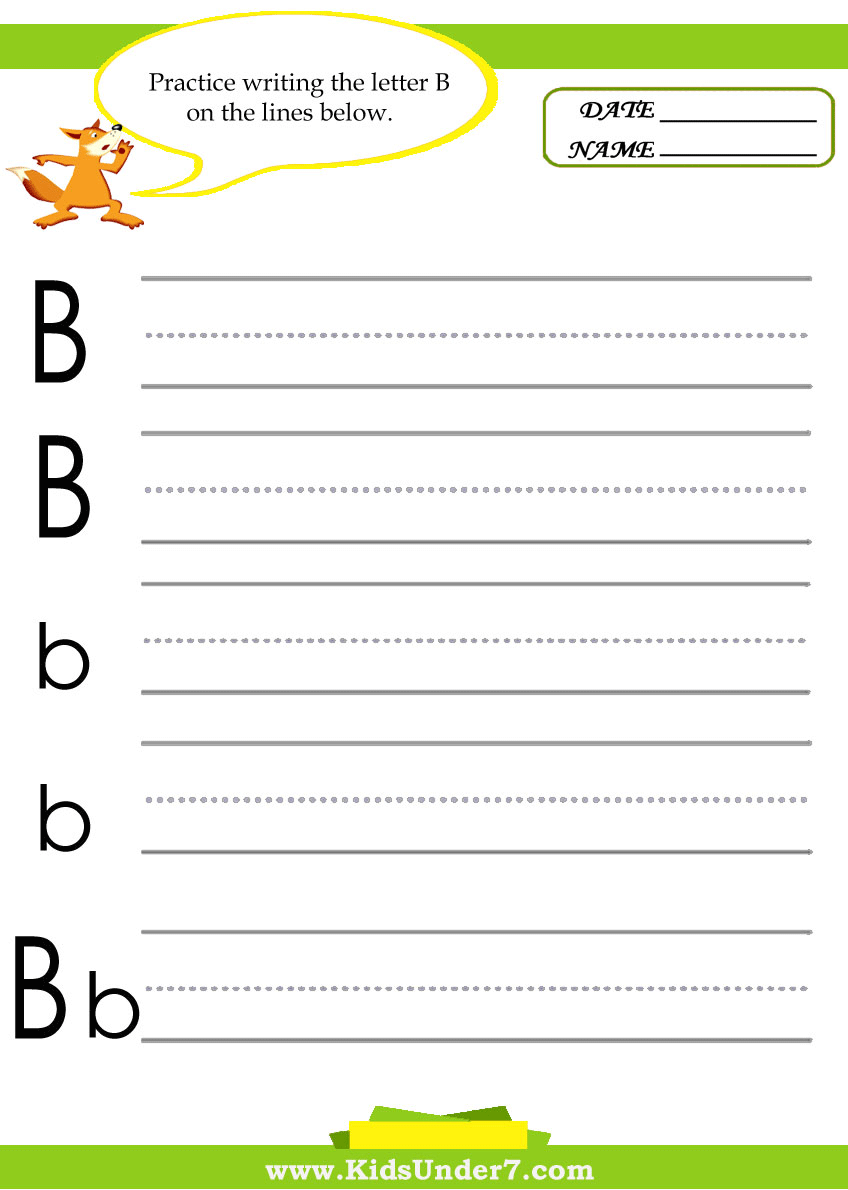 Kids Under 7: Letter B Practice Writing Worksheet