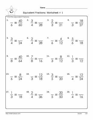 pre algebra fractions worksheet