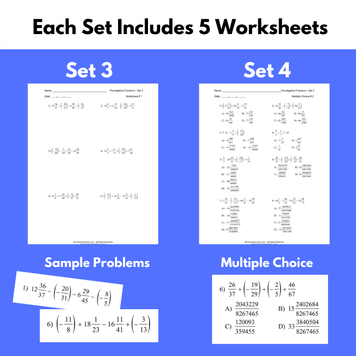 pre algebra fractions worksheet