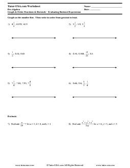 Worksheet: Fractions - Graph and Evaluate Rational Numbers | Pre ...