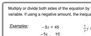 Solving One-Step Inequalities Multiplication &  Division ...
