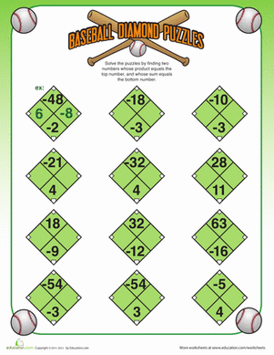 Baseball Diamond Puzzles #3 | Worksheet 