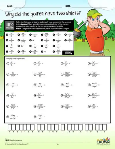 pre algebra worksheet with answer key