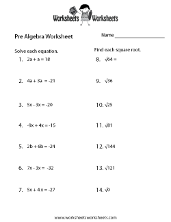 Pre-Algebra Worksheets | Worksheets Worksheets
