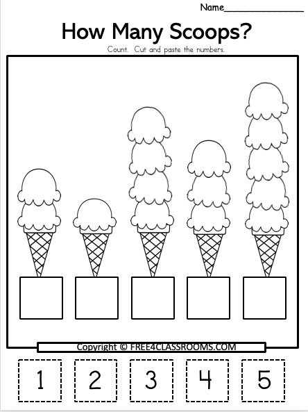 Free Pre-K Cut and Paste Worksheets - Numbers 1 to 5 - Free ...
