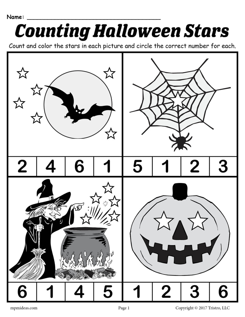 Printable Preschool Halloween Counting Worksheet!