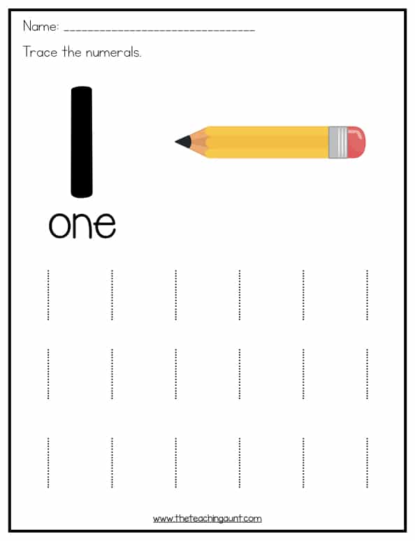 Number Tracing Worksheets for Preschoolers - The Teaching Aunt