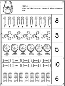 FREE Printable Back to School Pre-K Worksheets
