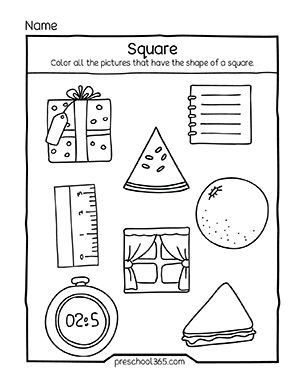 pre k shape worksheet