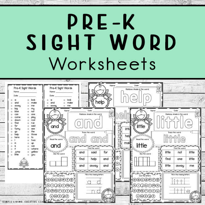 Pre-K Sight Word Worksheets - Simple Living. Creative Learning