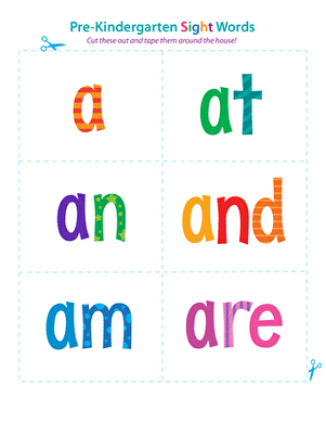 Pre-Kindergarten Sight Words: A to Are | Worksheet 
