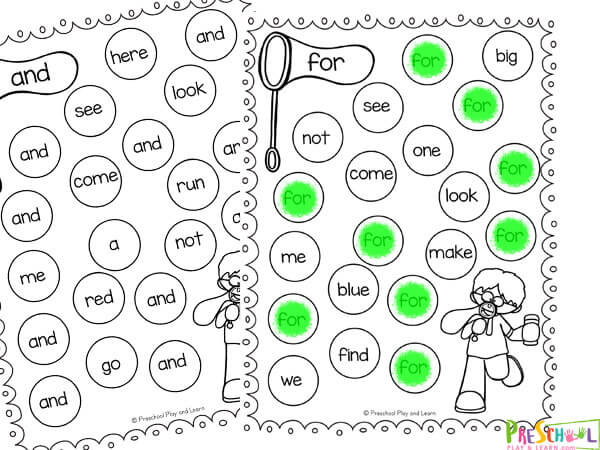 FREE Printable Preschool Sight Word Worksheet for Spring