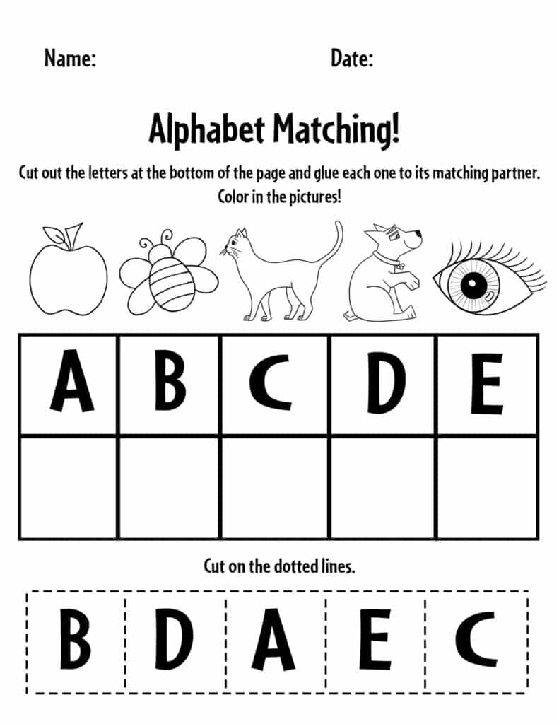 pre k worksheet alphabet