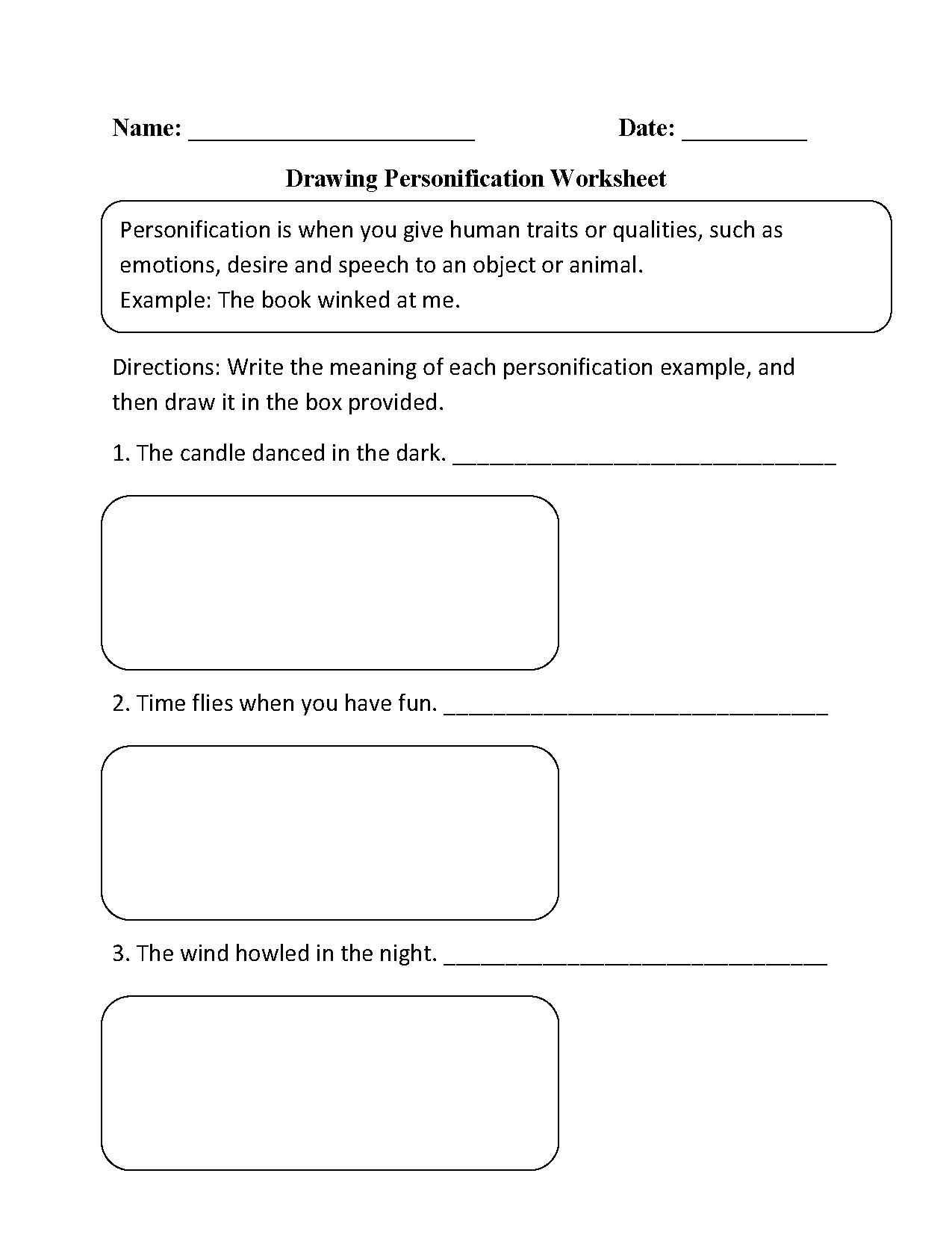 Figurative Language Worksheets | Personification Worksheets