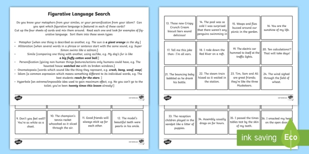 KS2 Figurative Language Worksheet - Primary Resources
