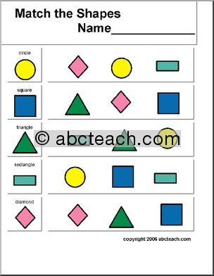Worksheet: Match the Shapes (pre-k) | Abcteach