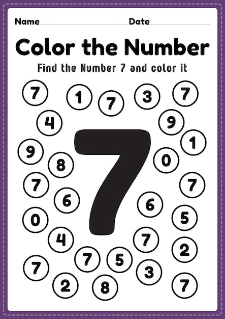 Premium Vector | Pre k math worksheets number 7 coloring maths ...