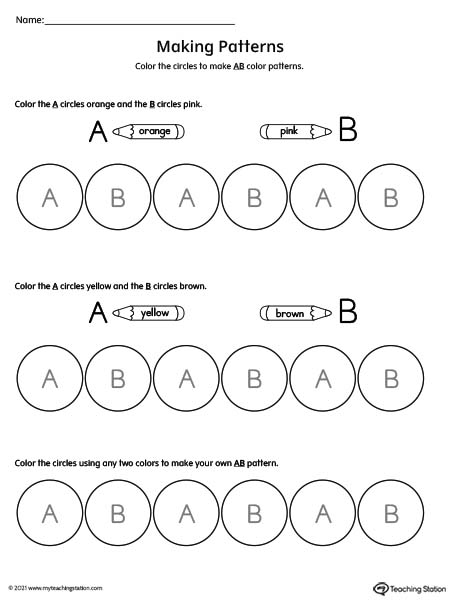 Preschool Patterns Printable Worksheets | MyTeachingStation.com