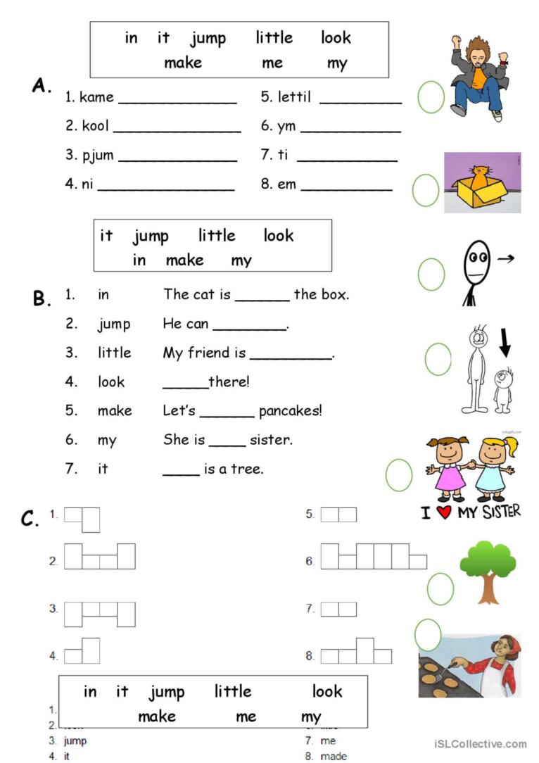 pre primer sight words worksheet