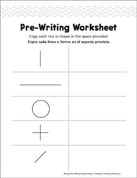 Pre-Writing Page: Bilingual Pre-Writing | Printable Skills Sheets