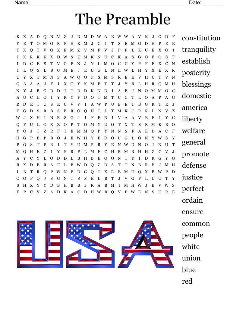 preamble scramble worksheet answers