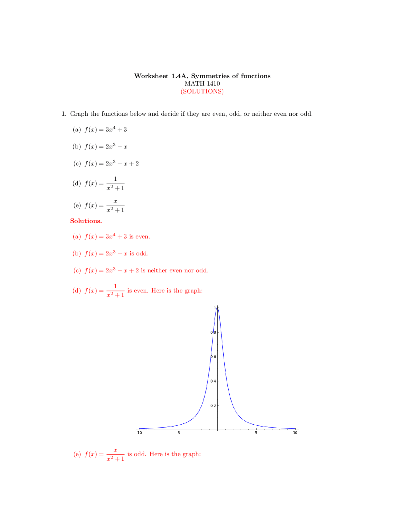 precalculus symmetry worksheet answers